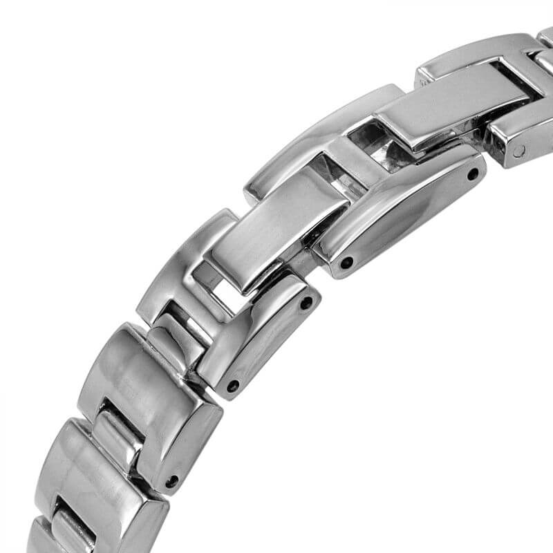 Stainless Steel Stone Set White Dial & Bracelet Strap Ladies Watch