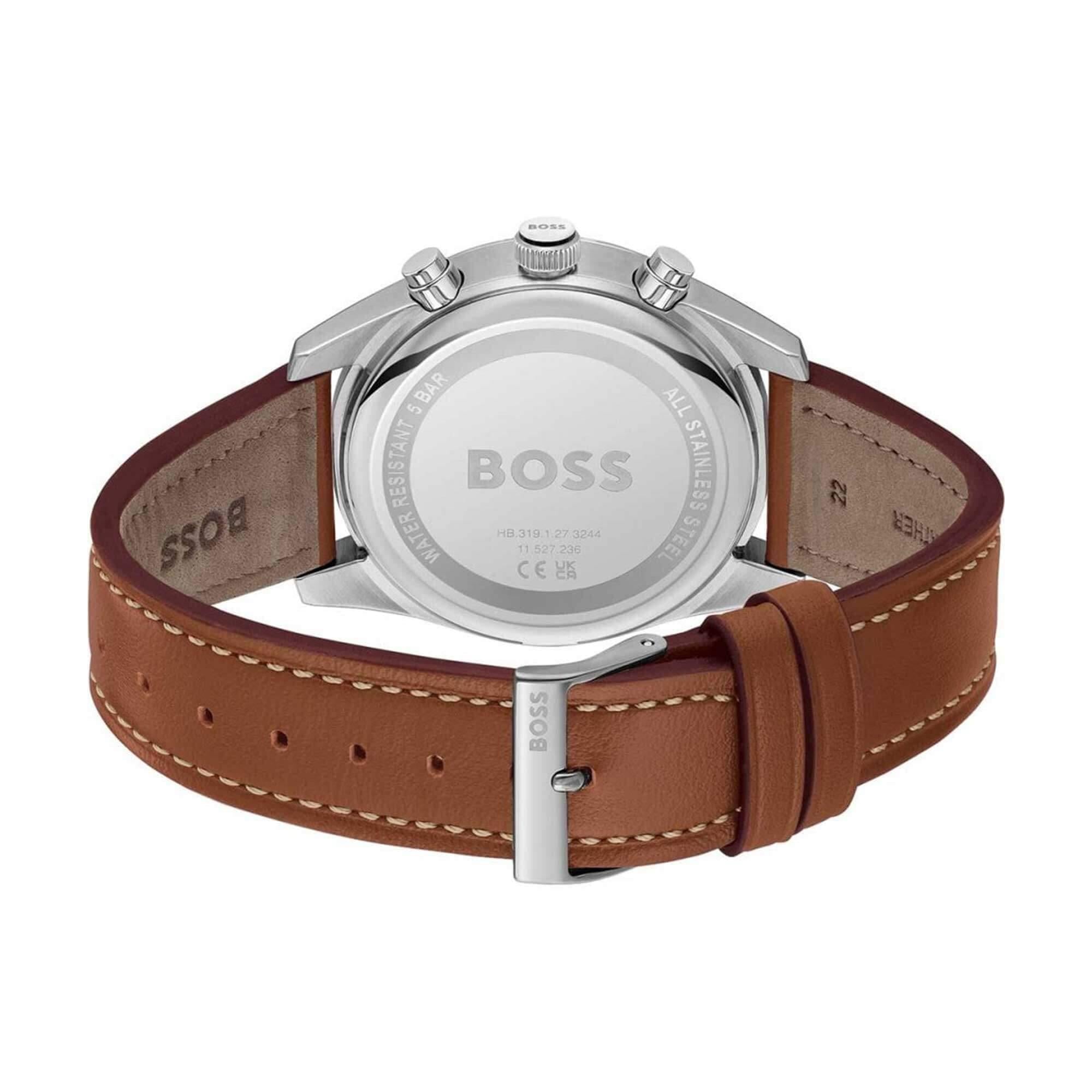 SkyTraveller Black Dial With Brown Leather Strap Mens Watch