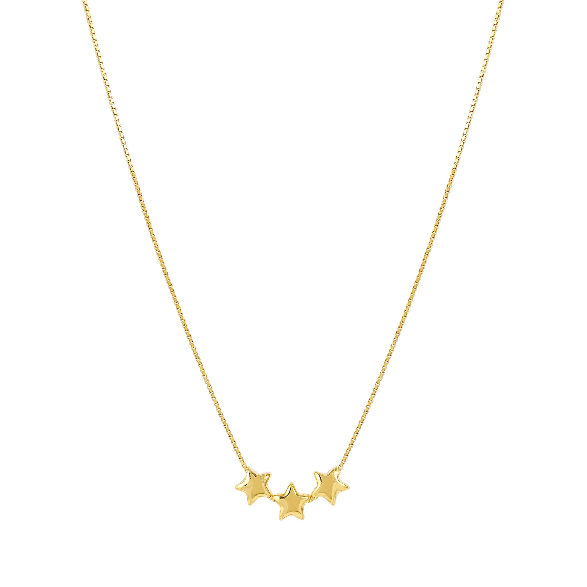 18k Gold Plated Armonica Necklace With 3 Stars Pendant