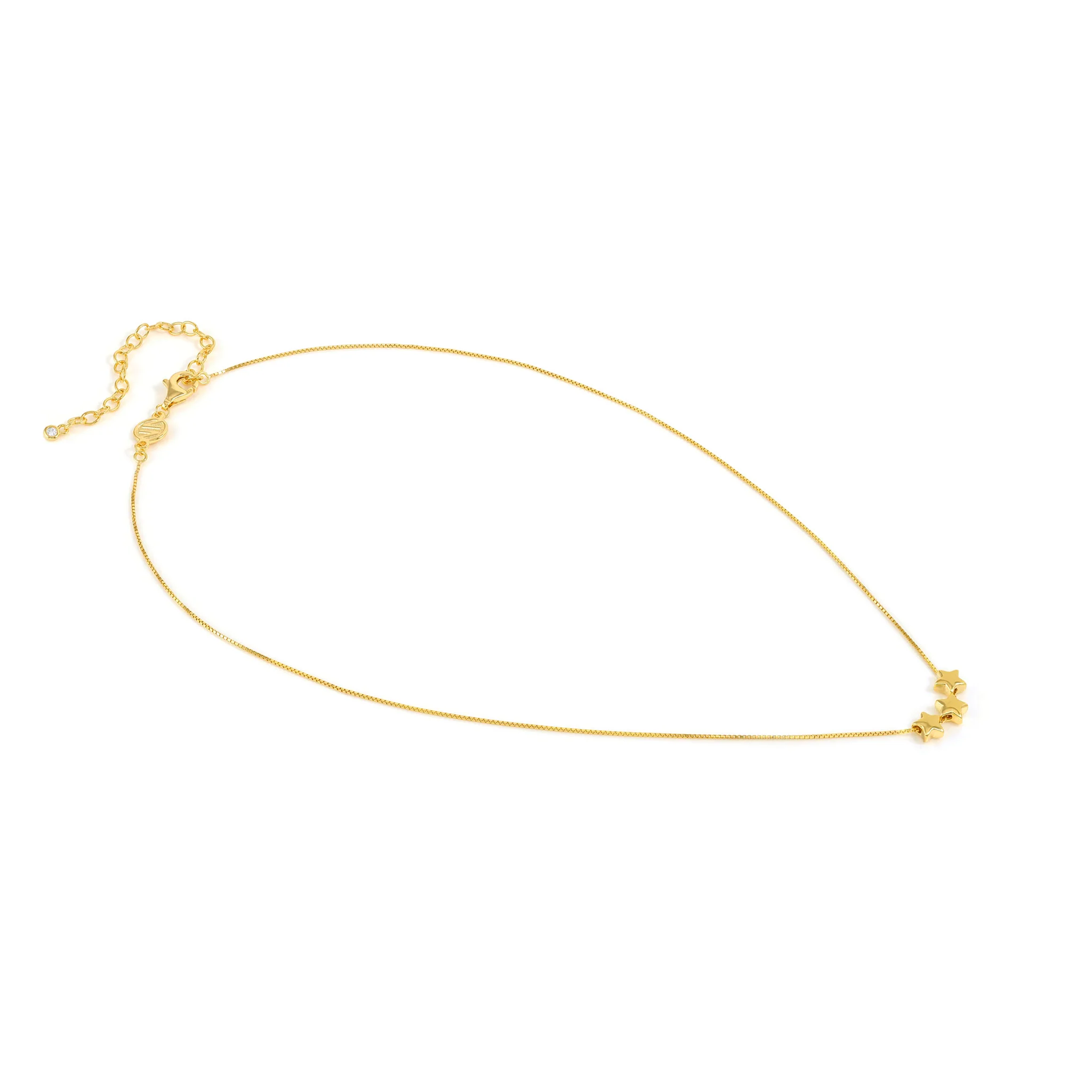 18k Gold Plated Armonica Necklace With 3 Stars Pendant