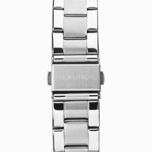 Silver Case With Silver White Dial & Stainless Steel Bracelet Mens Watch