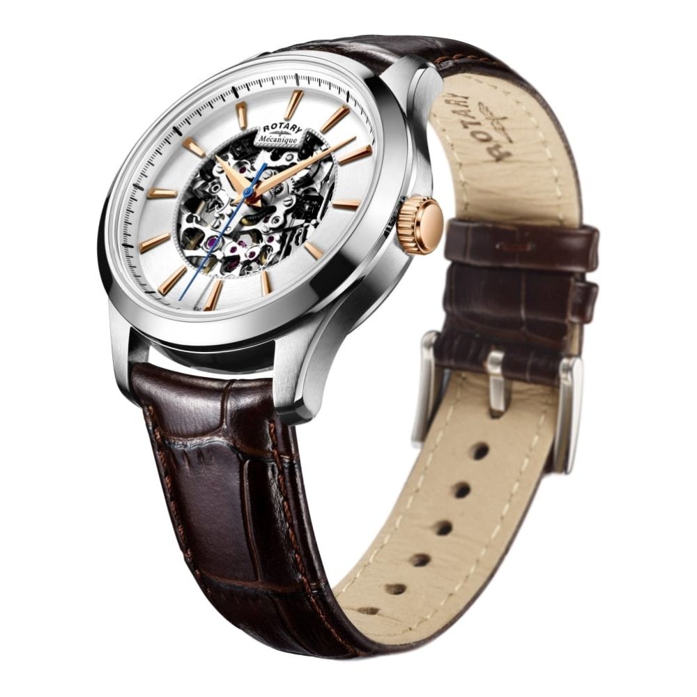 Mens Chrome Automatic Skeleton Watch