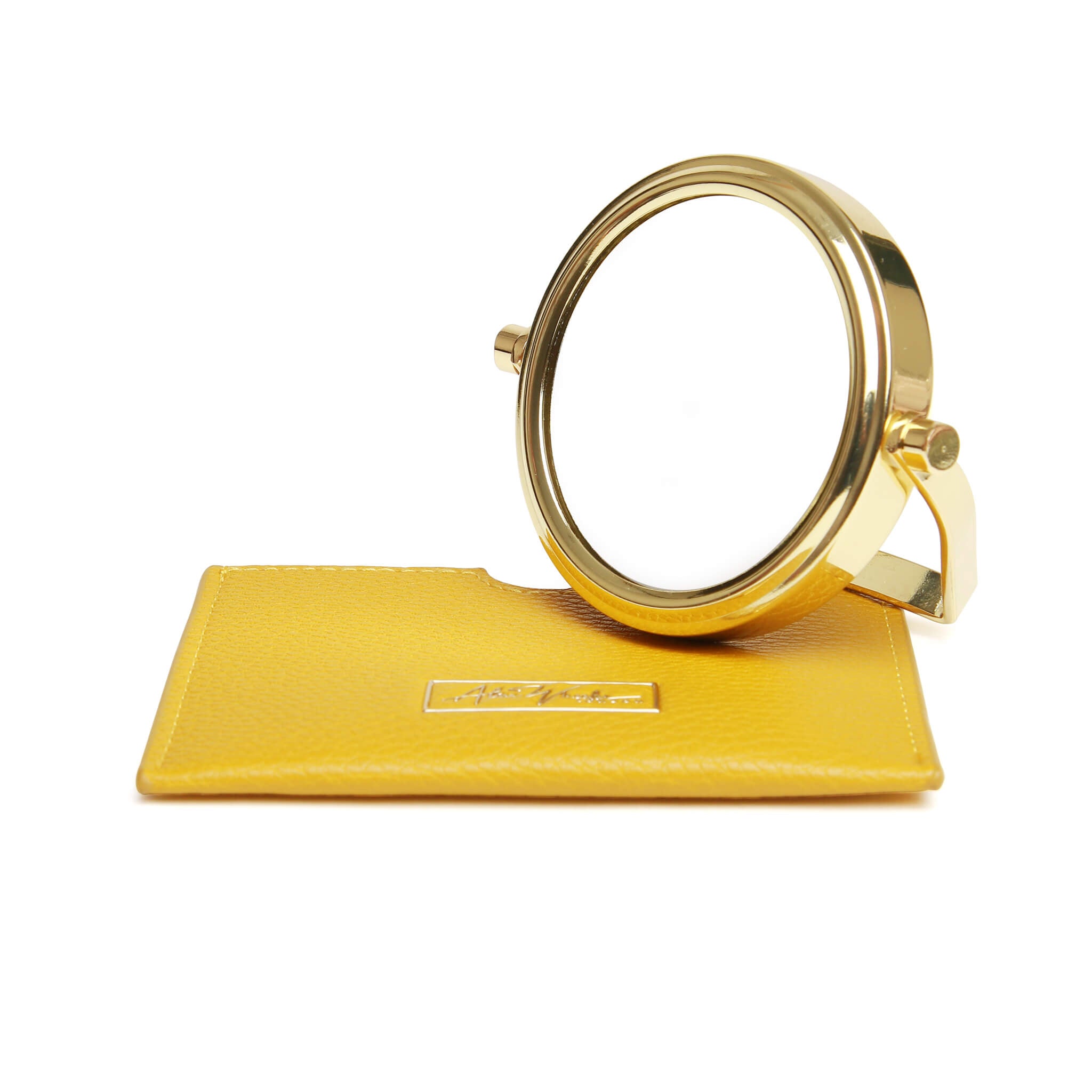 Mirror & Pouch In Ochre - 7x Magnification