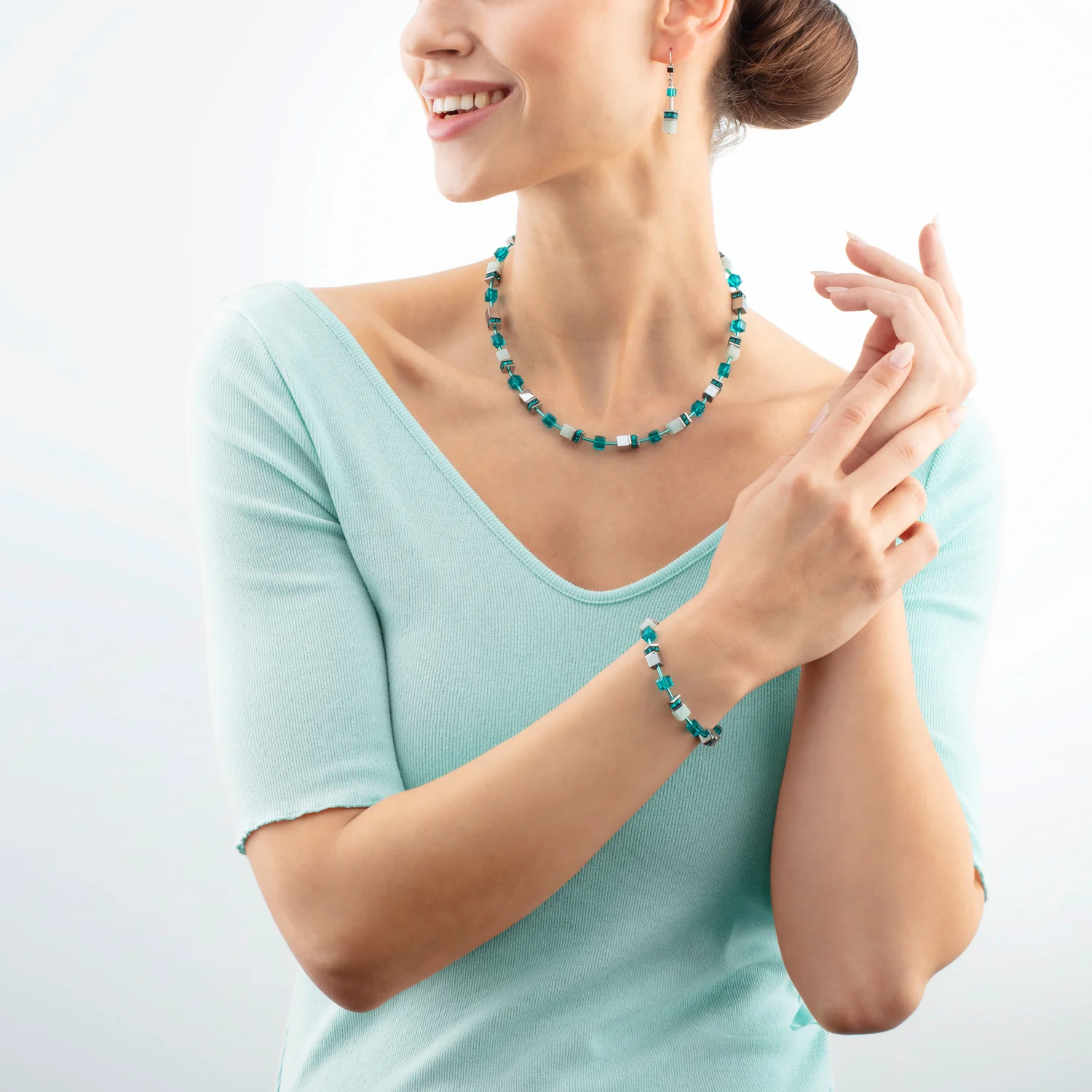 GeoCUBE Iconic Precious Silver Green Bracelet