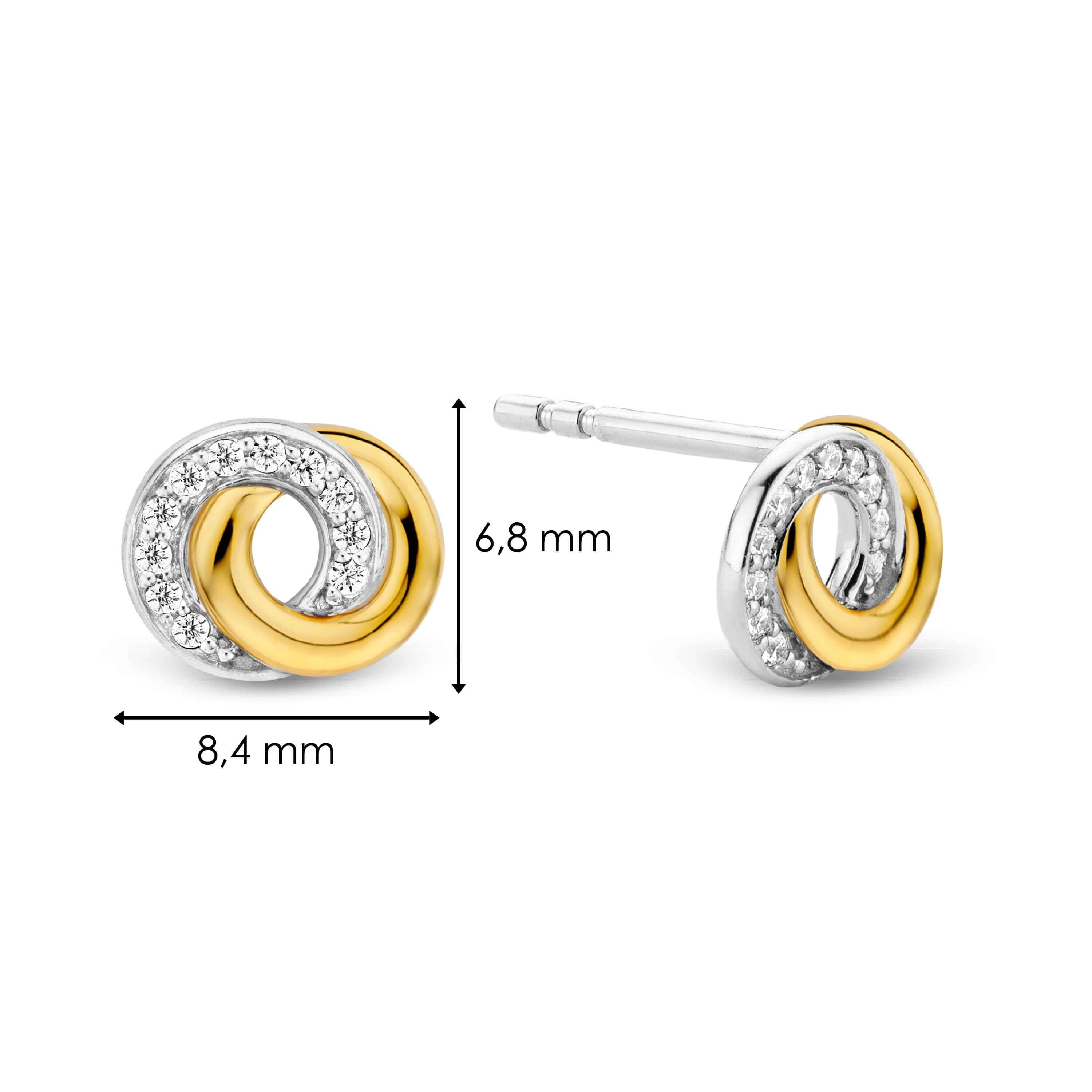 Circles & Cross-Over Two Tone Stud Earrings