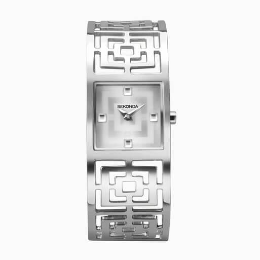 Silver Case With Silver Dial & Alloy Bracelet Ladies Classic Grecian Watch