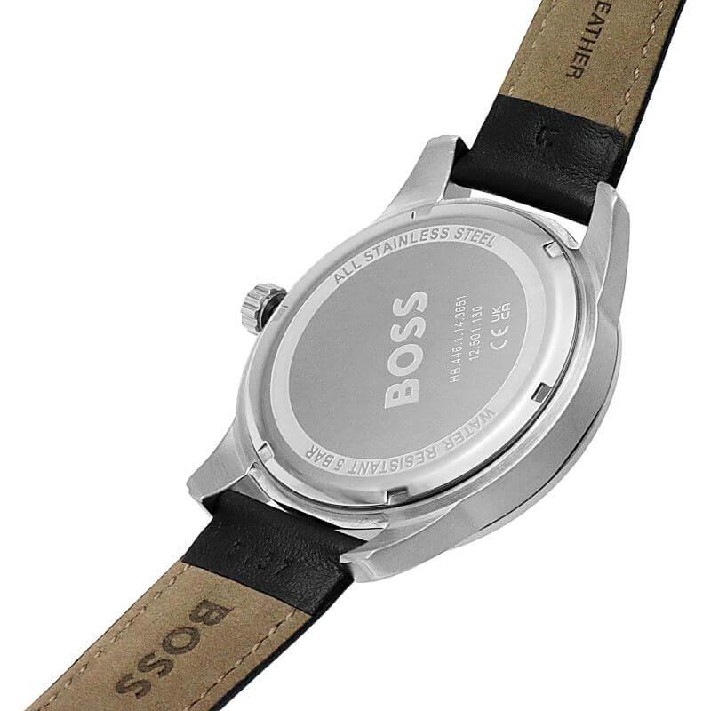 Sophio Black Dial & Leather Strap Multifunction Gents Watch