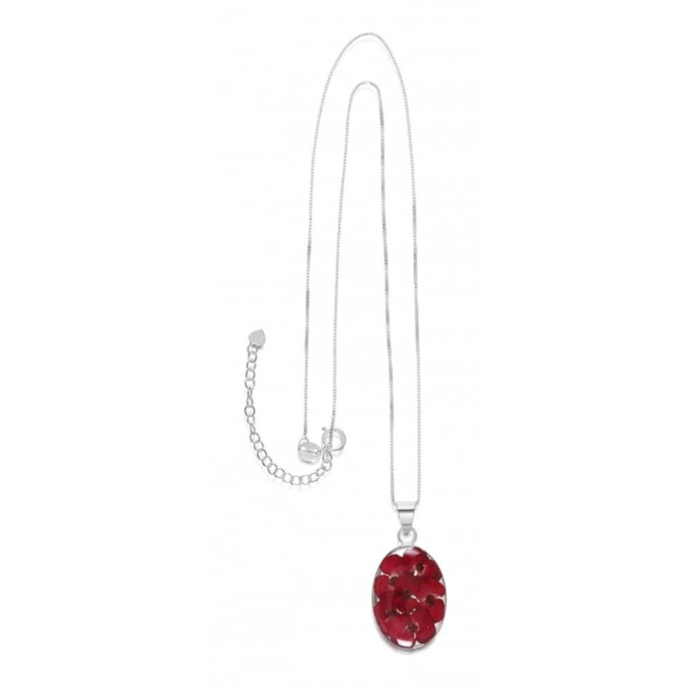 Silver Pendant - Poppy - Med Oval