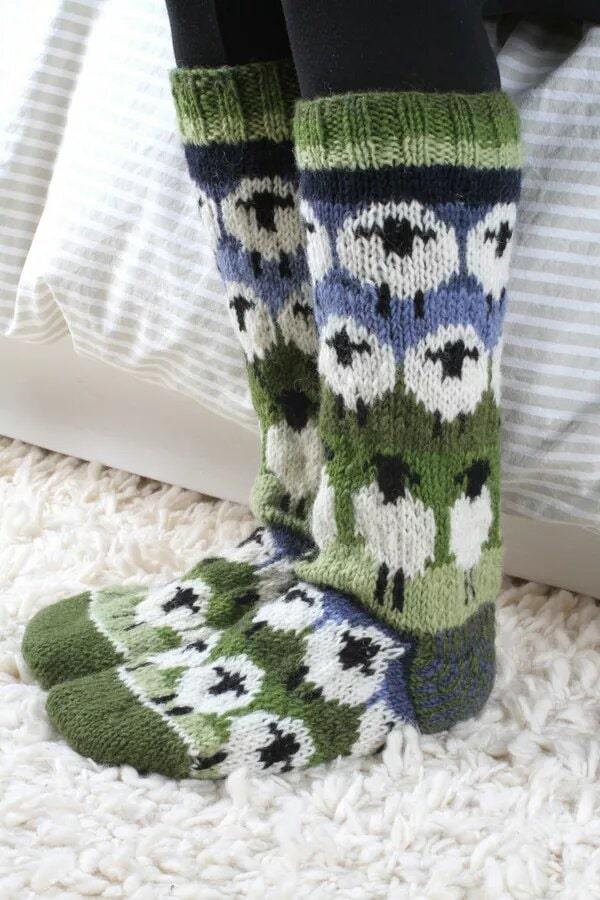 Flock Of Sheep Long Socks