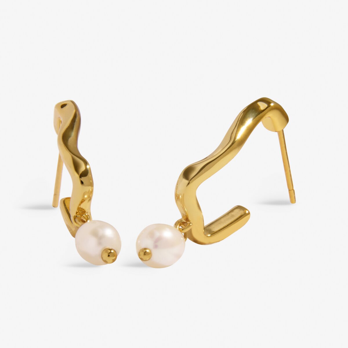 Soul Shine Textured Pearl Hoop Gold Plated Earrings Stack