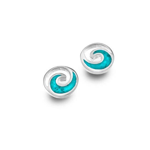 Origins Ocean Wave Turquoise Round Stud Earrings