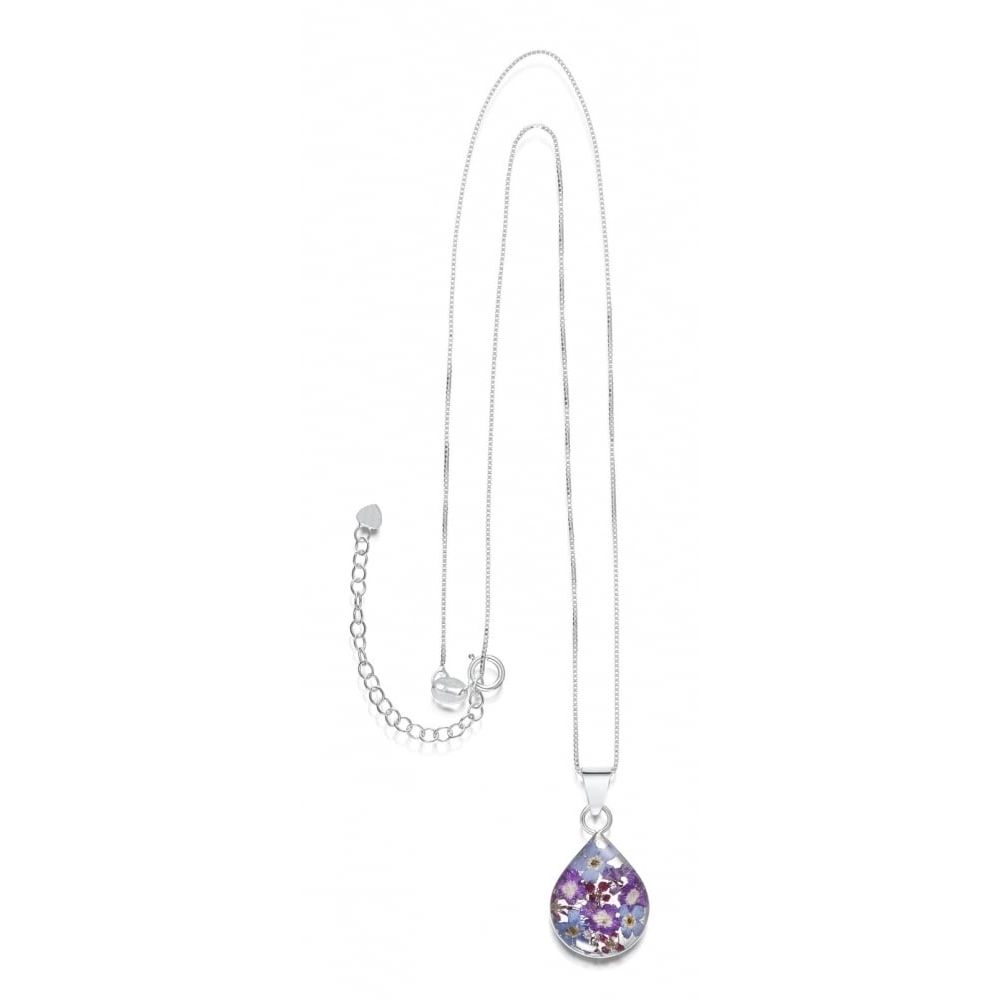 Silver Pendant - Purple Haze - Medium Teardrop