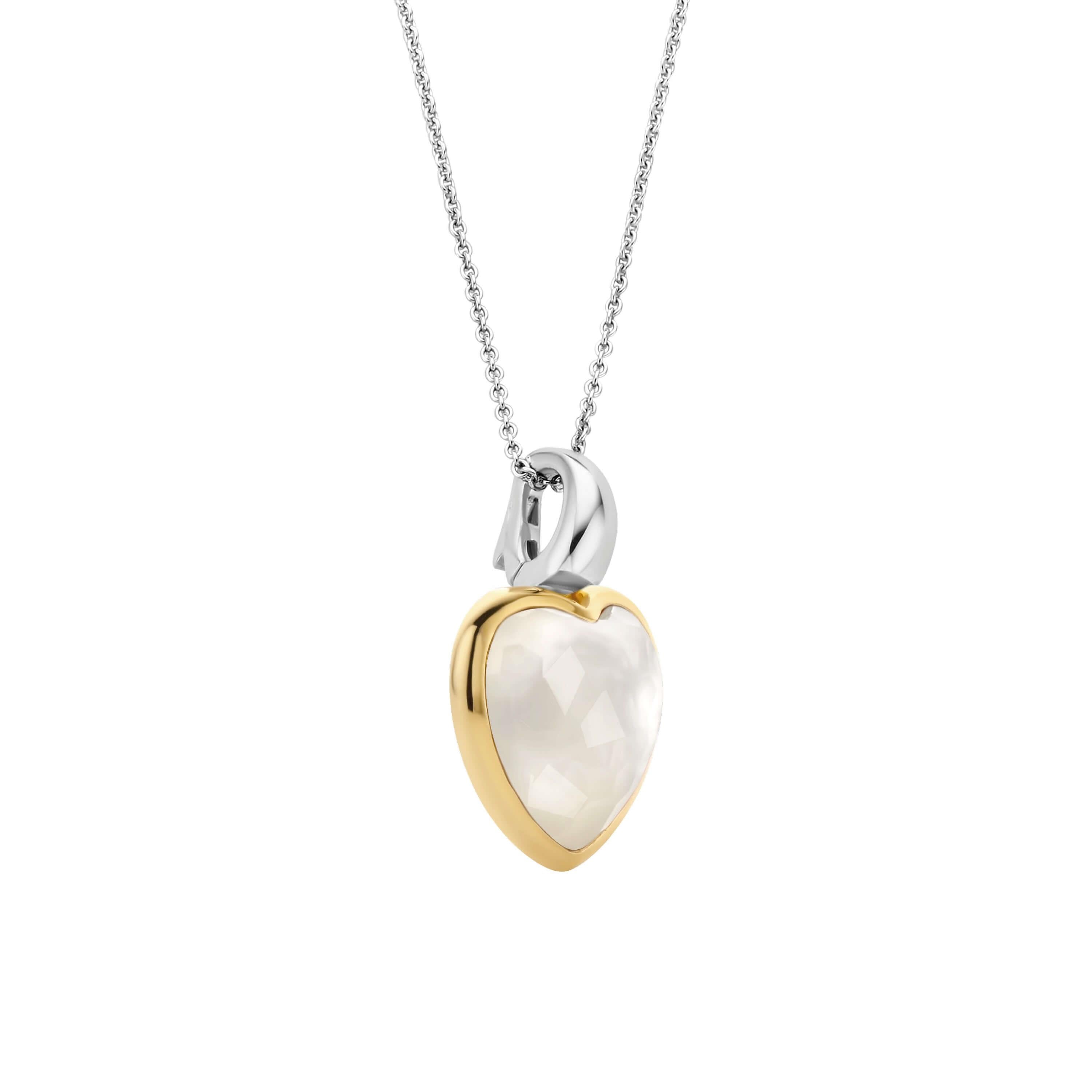 White Pearl Heart Pendant & Silver Chain Necklace