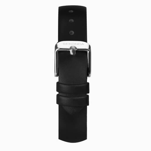Nordic White Dial & Black Leather Strap Watch