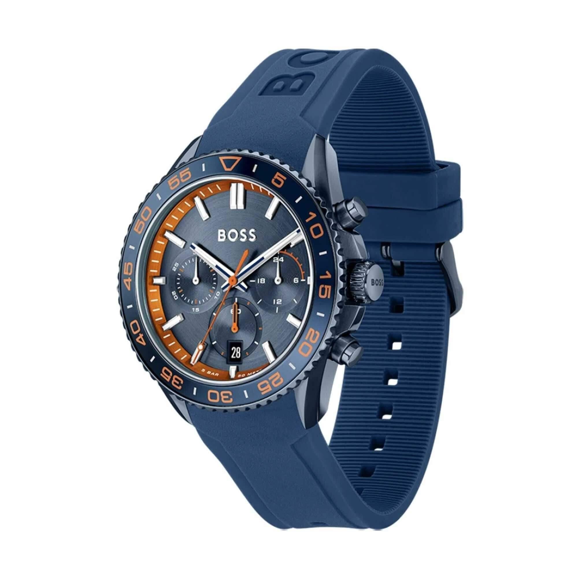 Runner Blue Chronograph Dial With Blue Silicone Strap Mens Watch