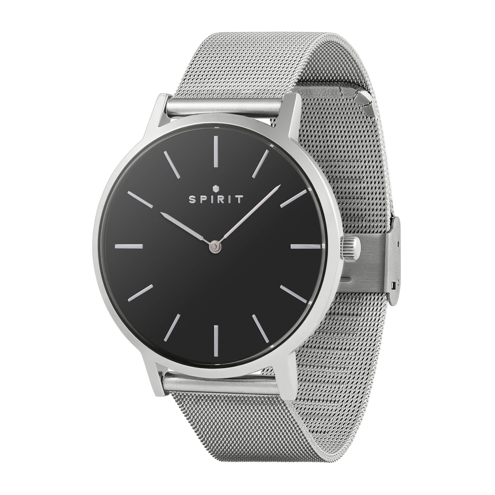 Gents Polished Silver Stainless Steel Mesh Watch