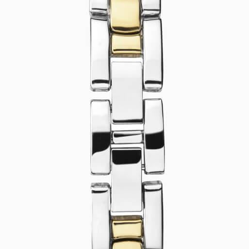 Two Tone Case & Bracelet with Stone Set Blue Dial Ladies Watch