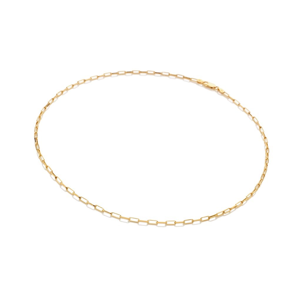 18ct Gold Plated Embrace Small Paperclip Chain - 40-45cm