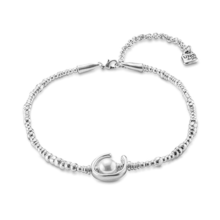 Silver Plated Leather Necklace With Pearl