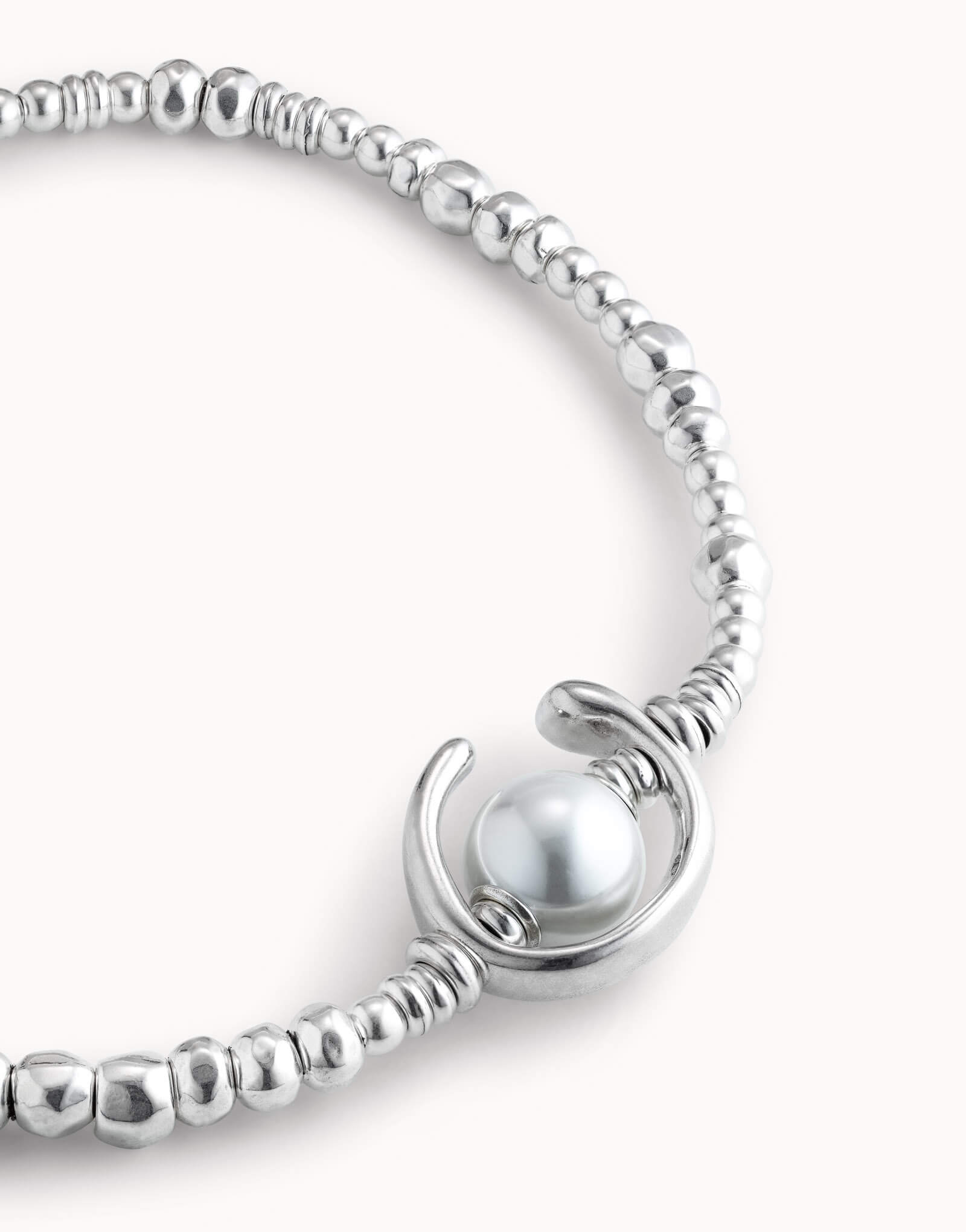 Silver Plated Leather Necklace With Pearl