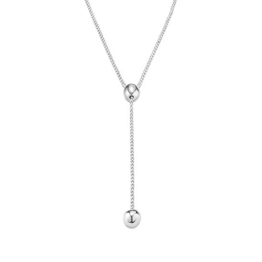 Silver Plated Long Necklace With Metal Clad