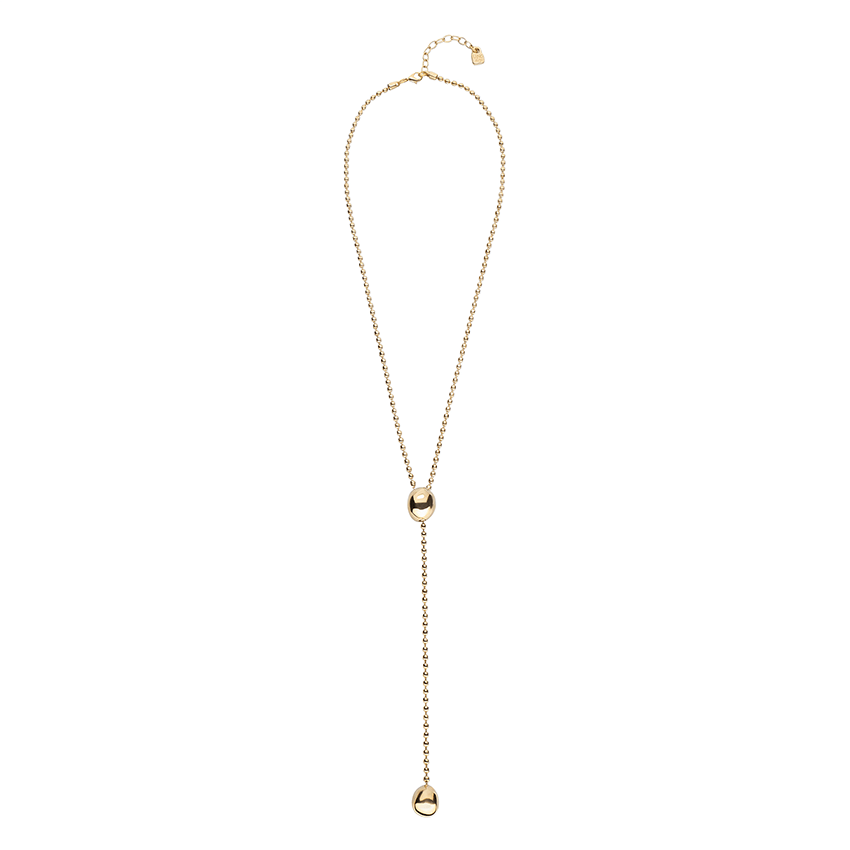 18k Gold Plated Long Necklace With Metal Clad