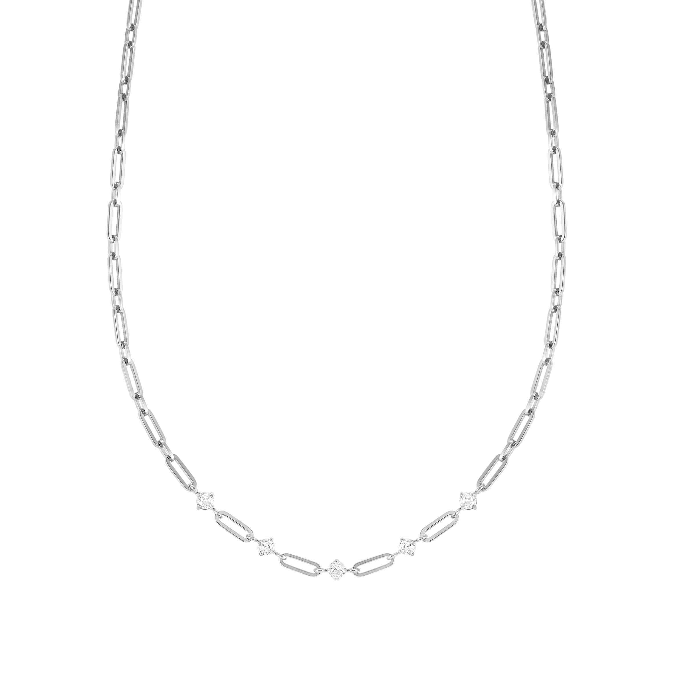 CHAINS OF STYLE Necklace In Steel & White CZ