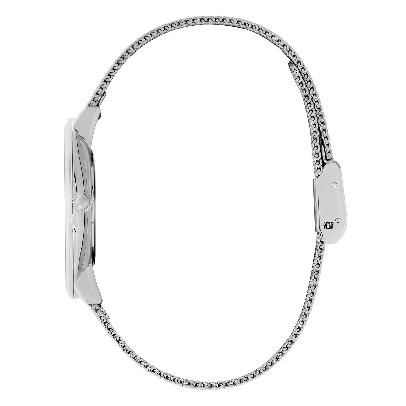 Floral Blooms Ultra Slim Silver Mesh Watch