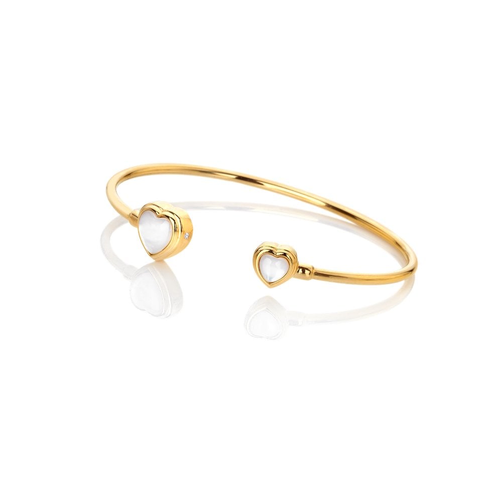18ct Gold Plated Heart Mother of Pearl Bangle