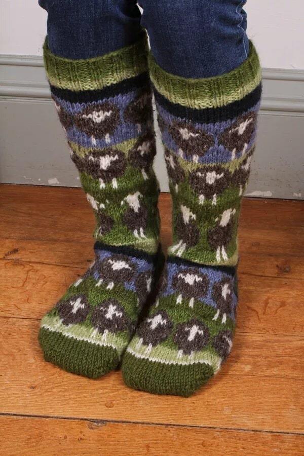 Flock Of Herdwick Sheep Long Socks