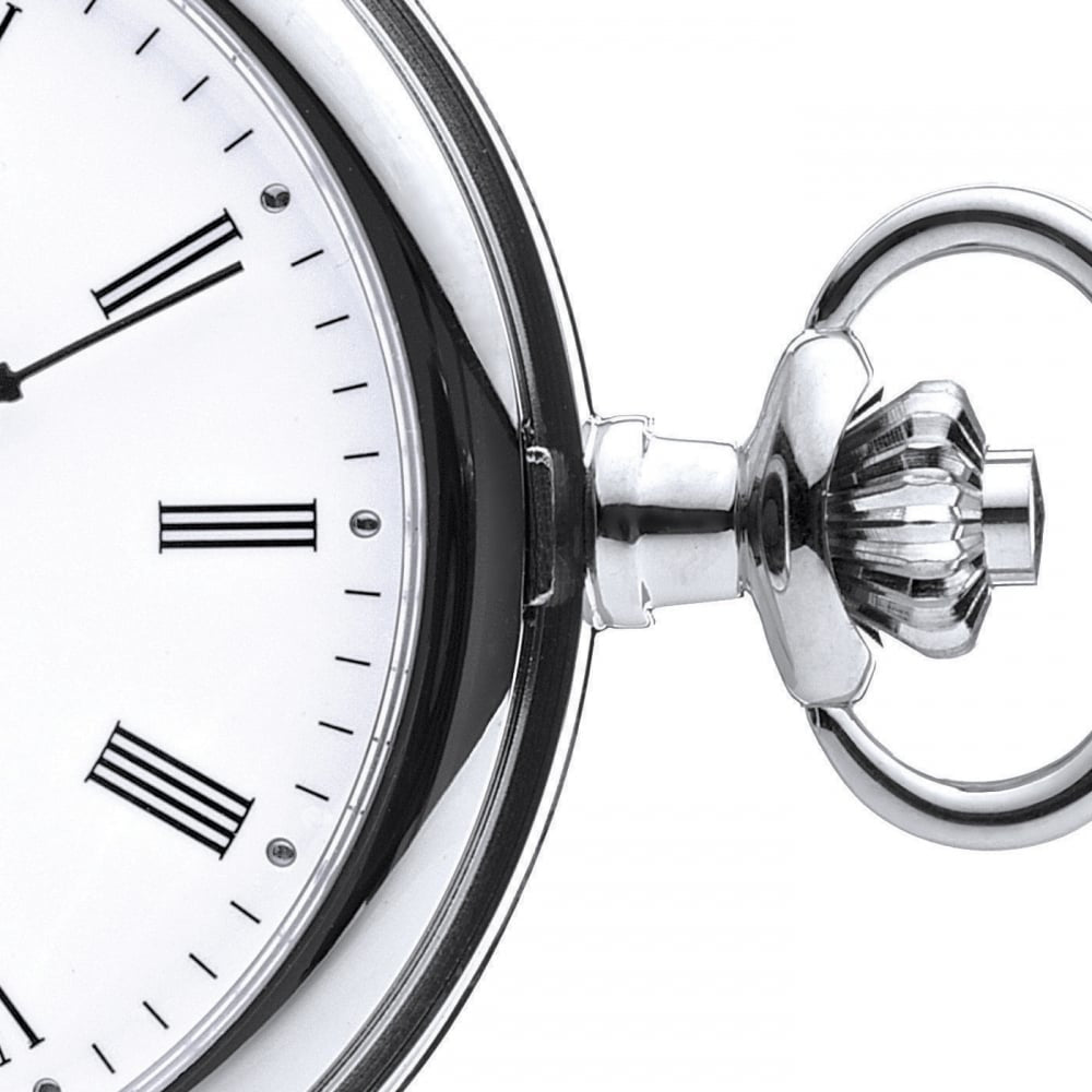 Chrome Plated Mechanical Half Hunter Pocket Watch