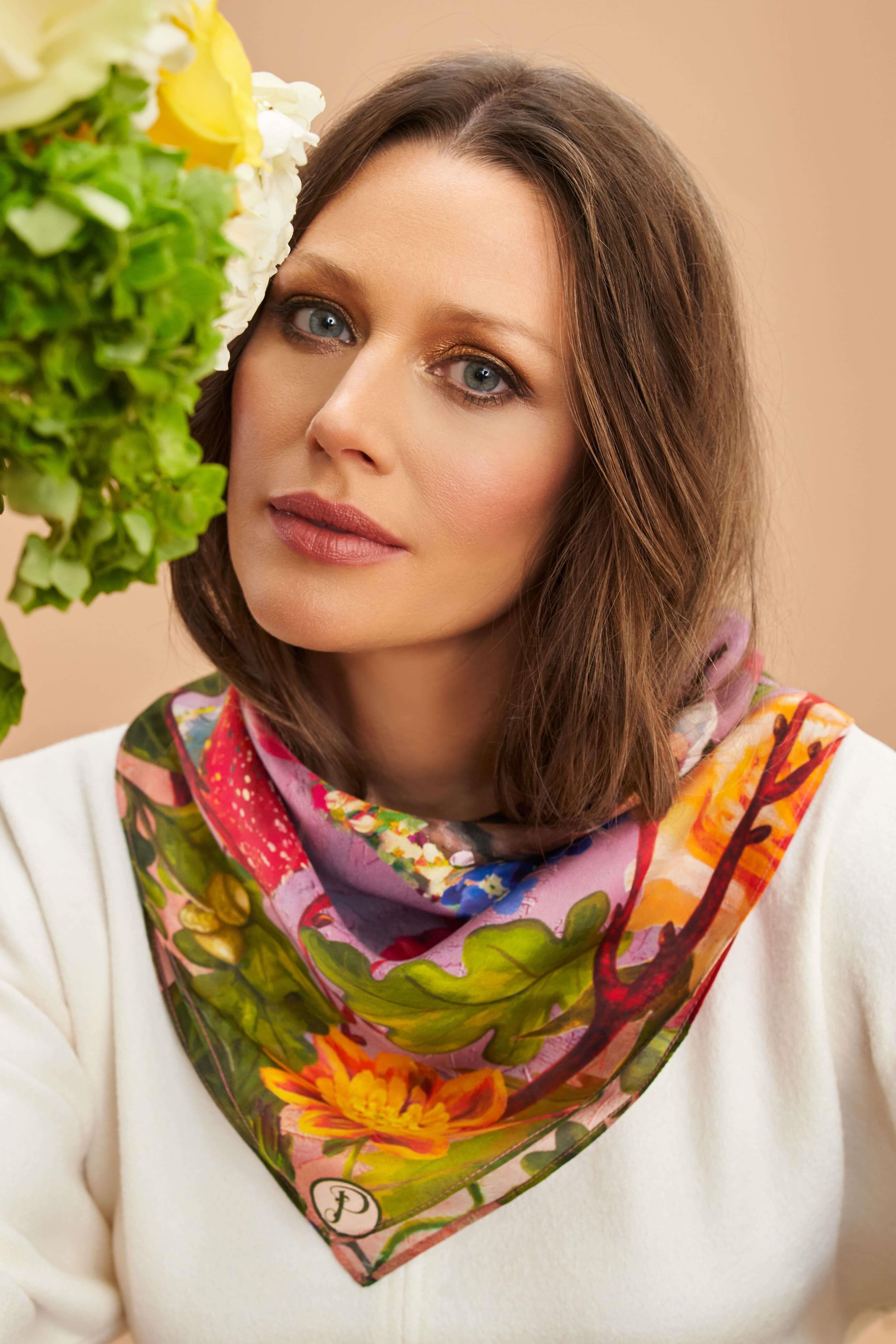 100% Silk Whimsical Woodland Scarf