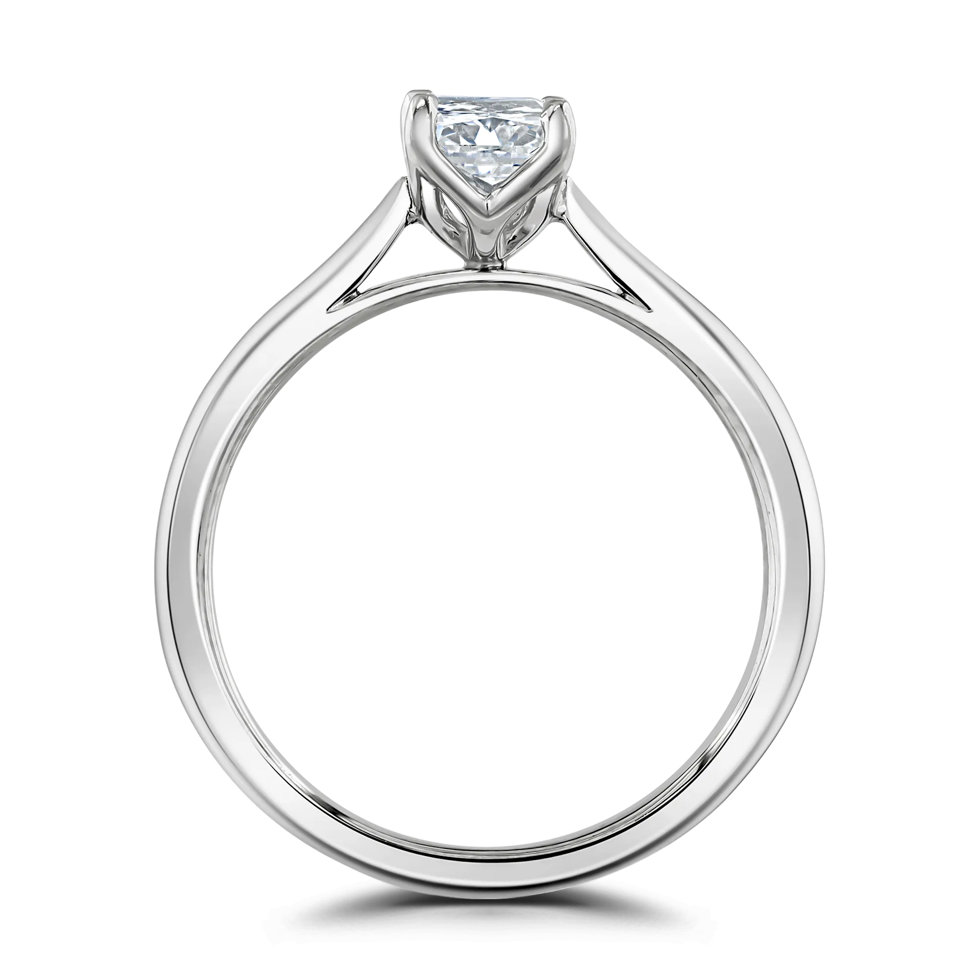 Platinum 1ct Radiant Cut Laboratory Grown Diamond Solitaire Ring-N