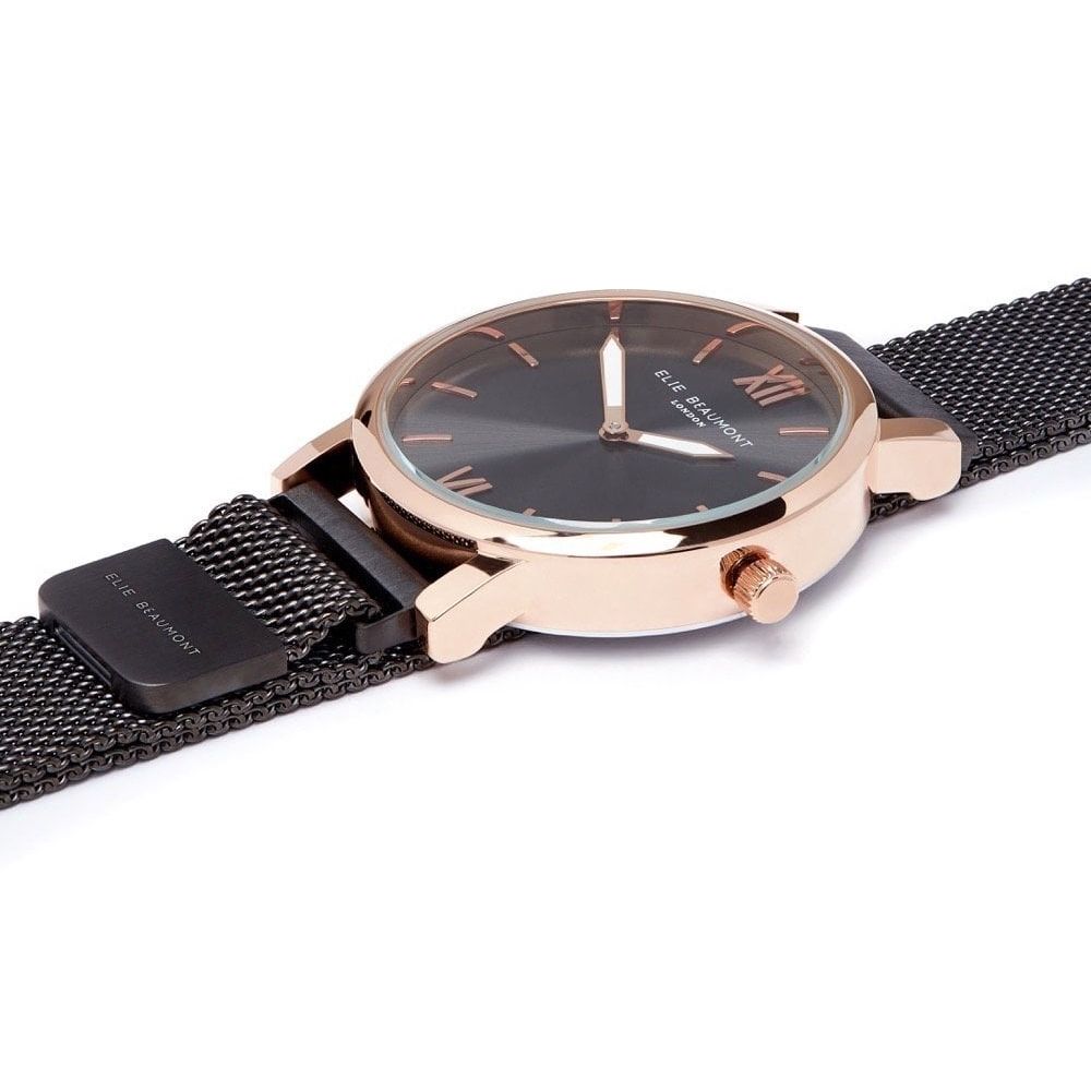 Chelsea Gun Mesh Bracelet Strap With Rose Gold Plated Case & Gun Dial Ladies Watch