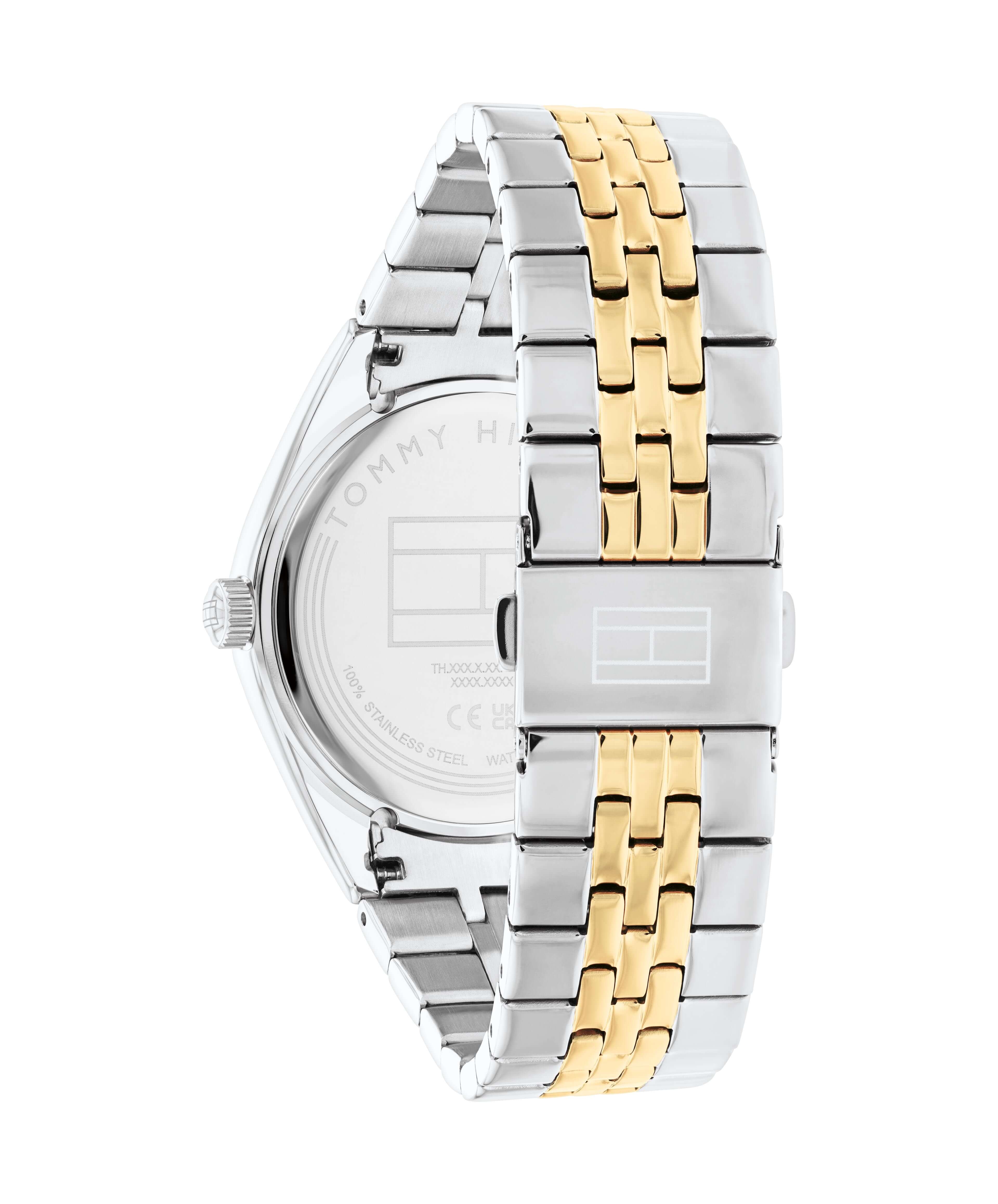 Two Tone Black Chronograph Dial With Bracelet Strap Watch