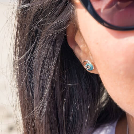 Origins Ocean Wave Turquoise Round Stud Earrings