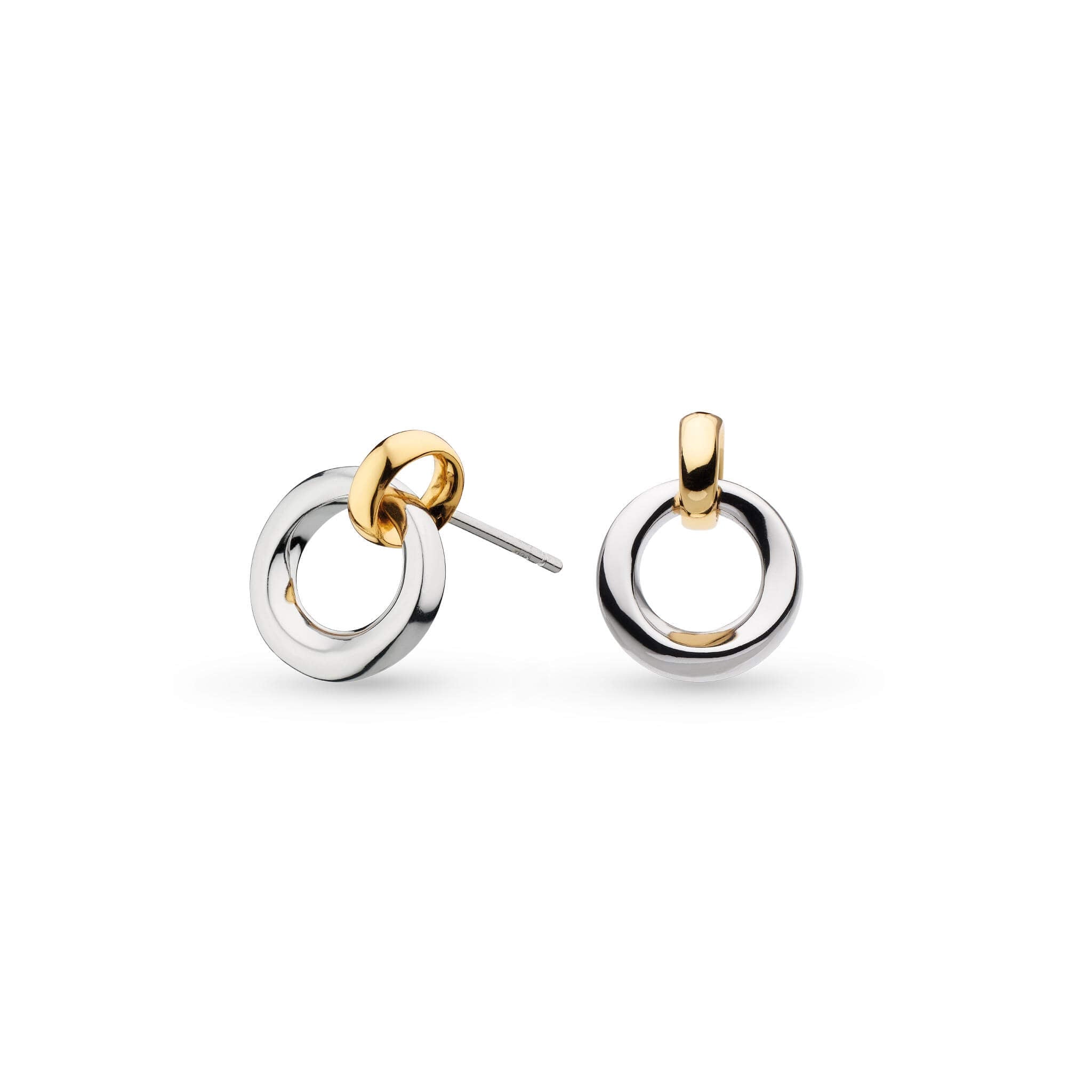 Bevel Cirque Link Golden Stud Drop Earrings