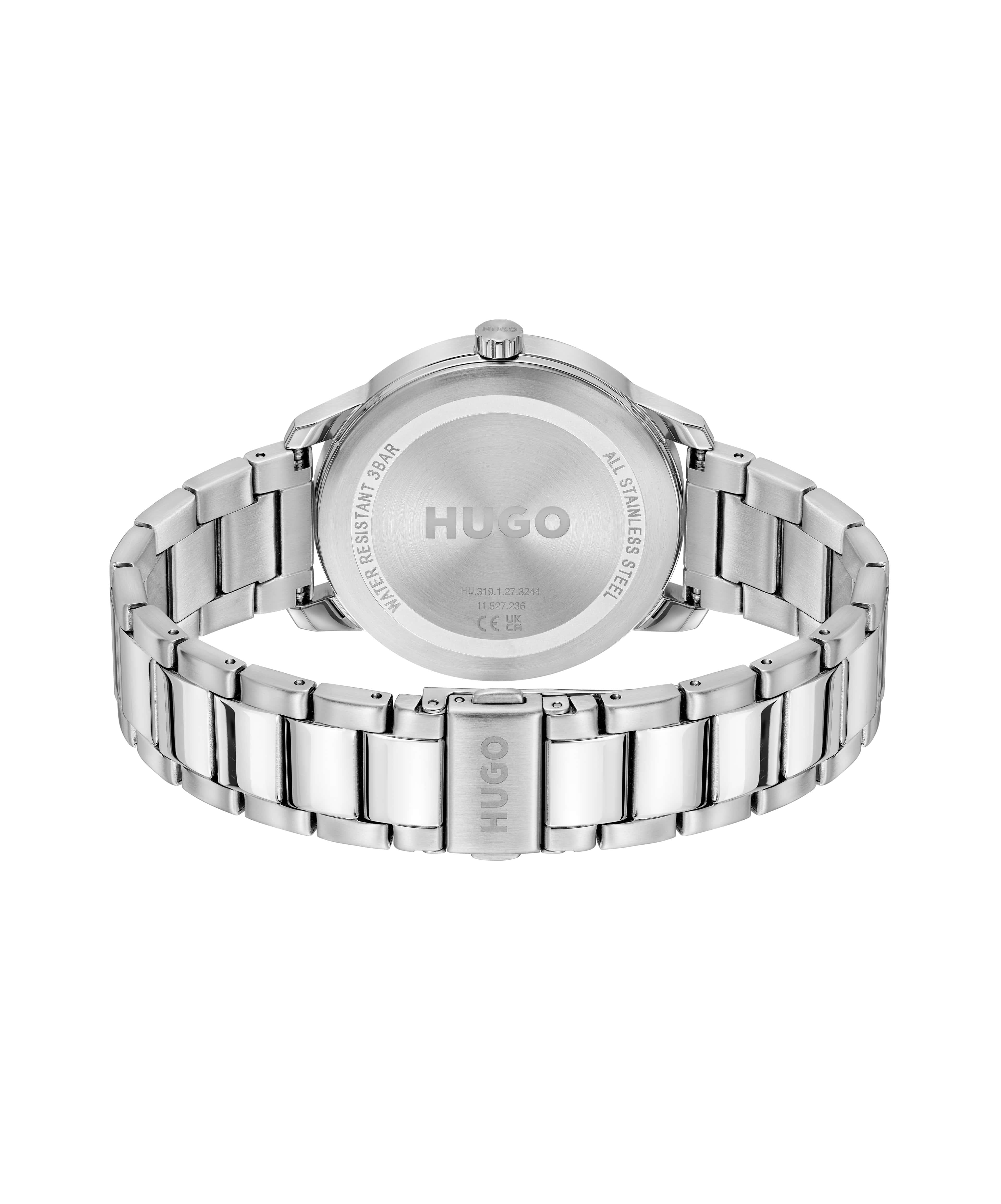 #Stamp Black Dial With SS Bracelet Strap Gents Watch