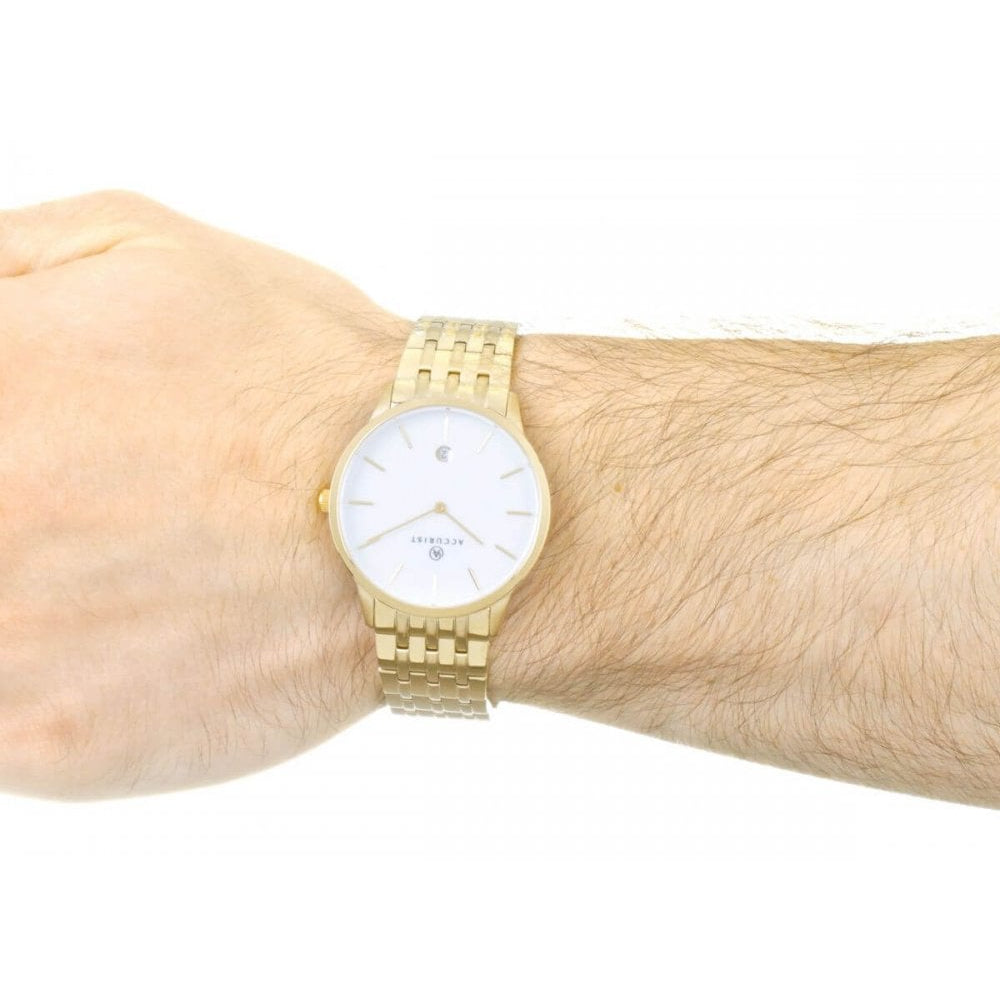 Gold Plated White Ceramic Dial With Bracelet Strap Gents Watch
