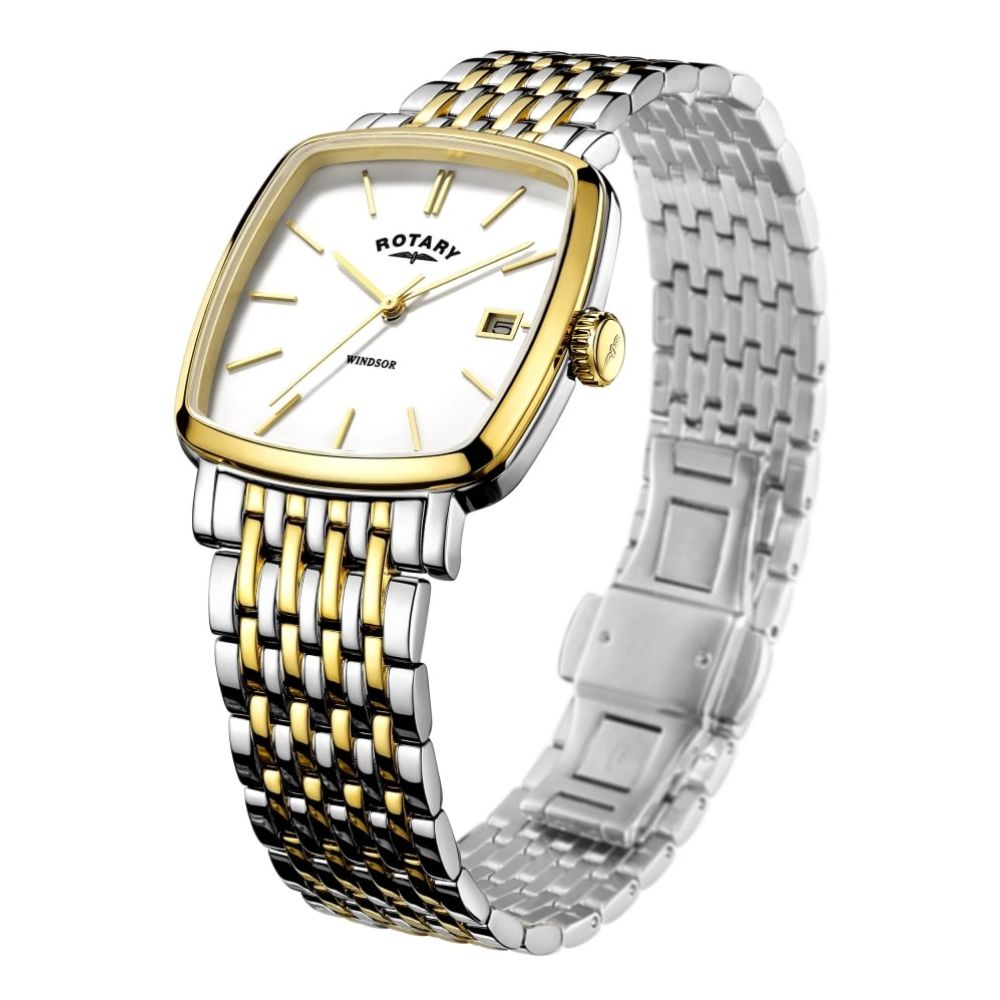 Mens Square Two Tone Windsor Bracelet Watch