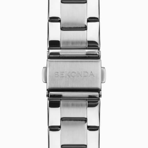 Silver Case With Black Dial & Stainless Steel Bracelet Mens Watch