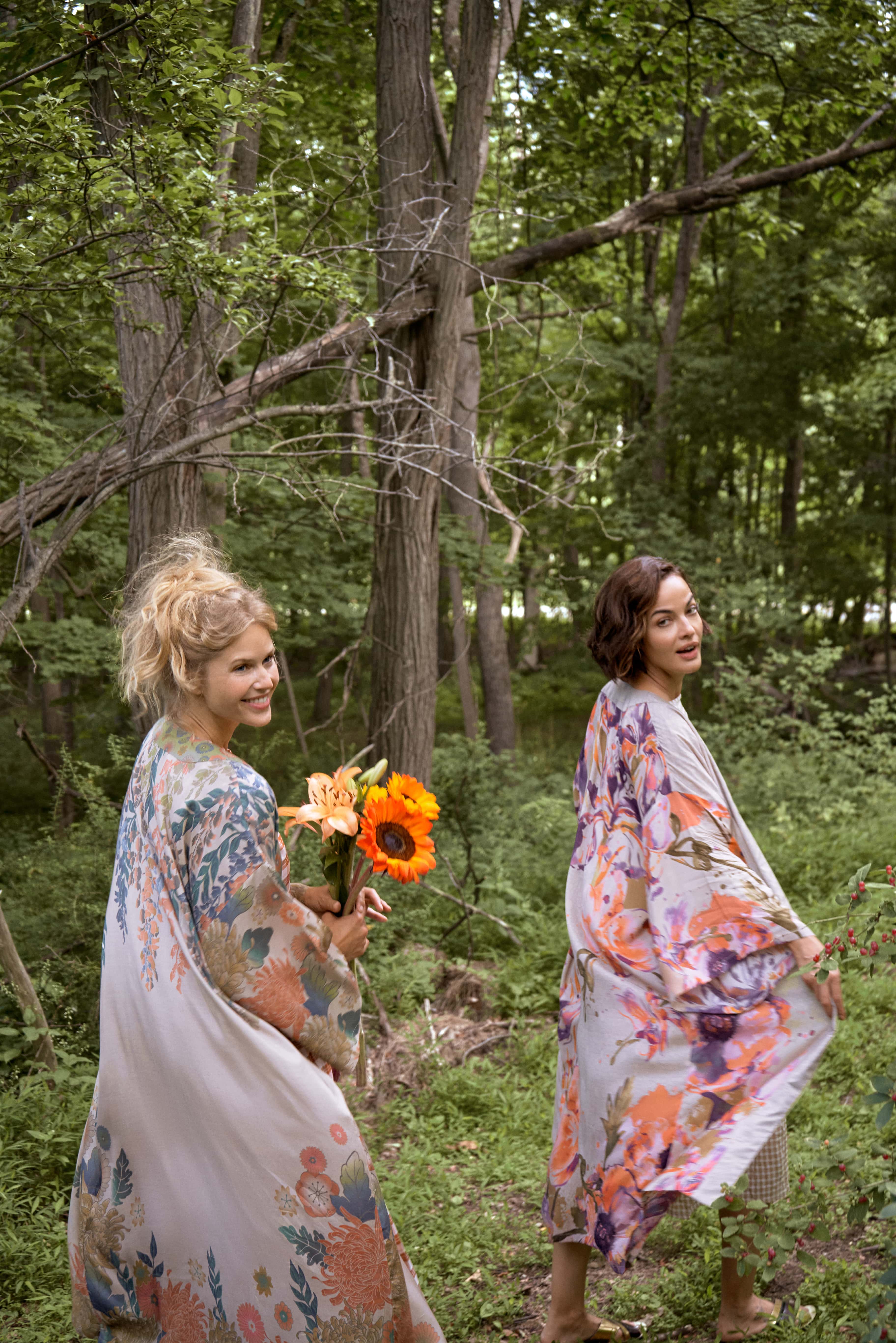 Trailing Wisteria Kimono Gown - Coconut