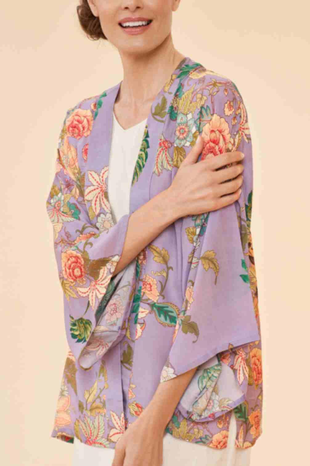 Prancing Tiger Kimono Jacket- Lilac