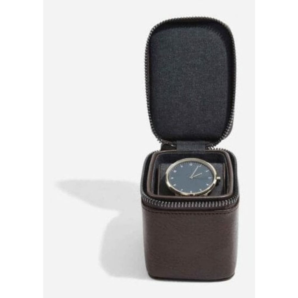 Brown Single Zipped Watch Box