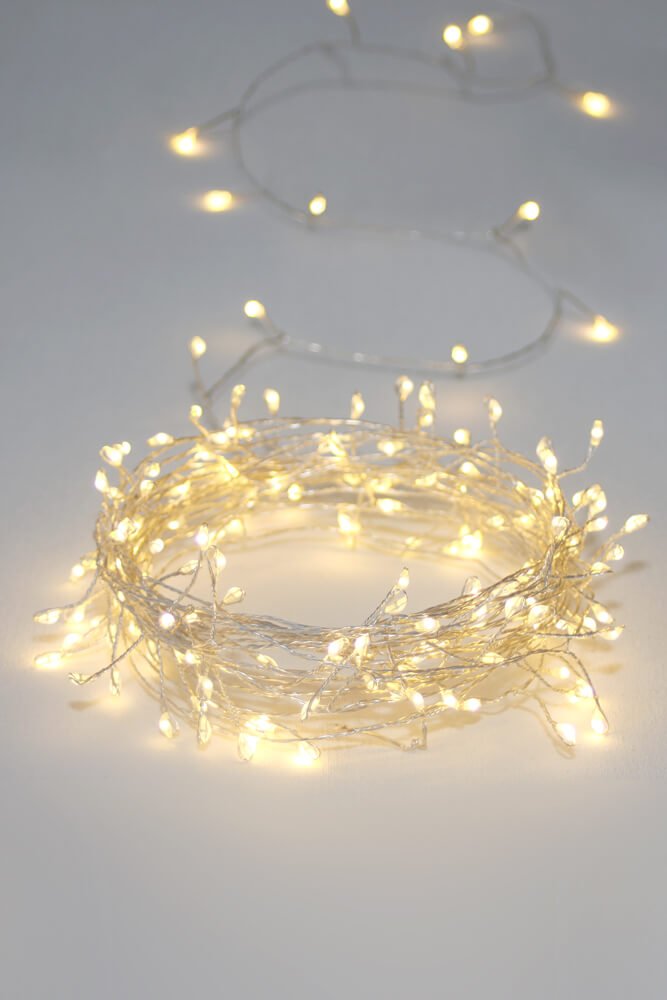 Cluster Silver 300 LED Light Chain - Mains Power