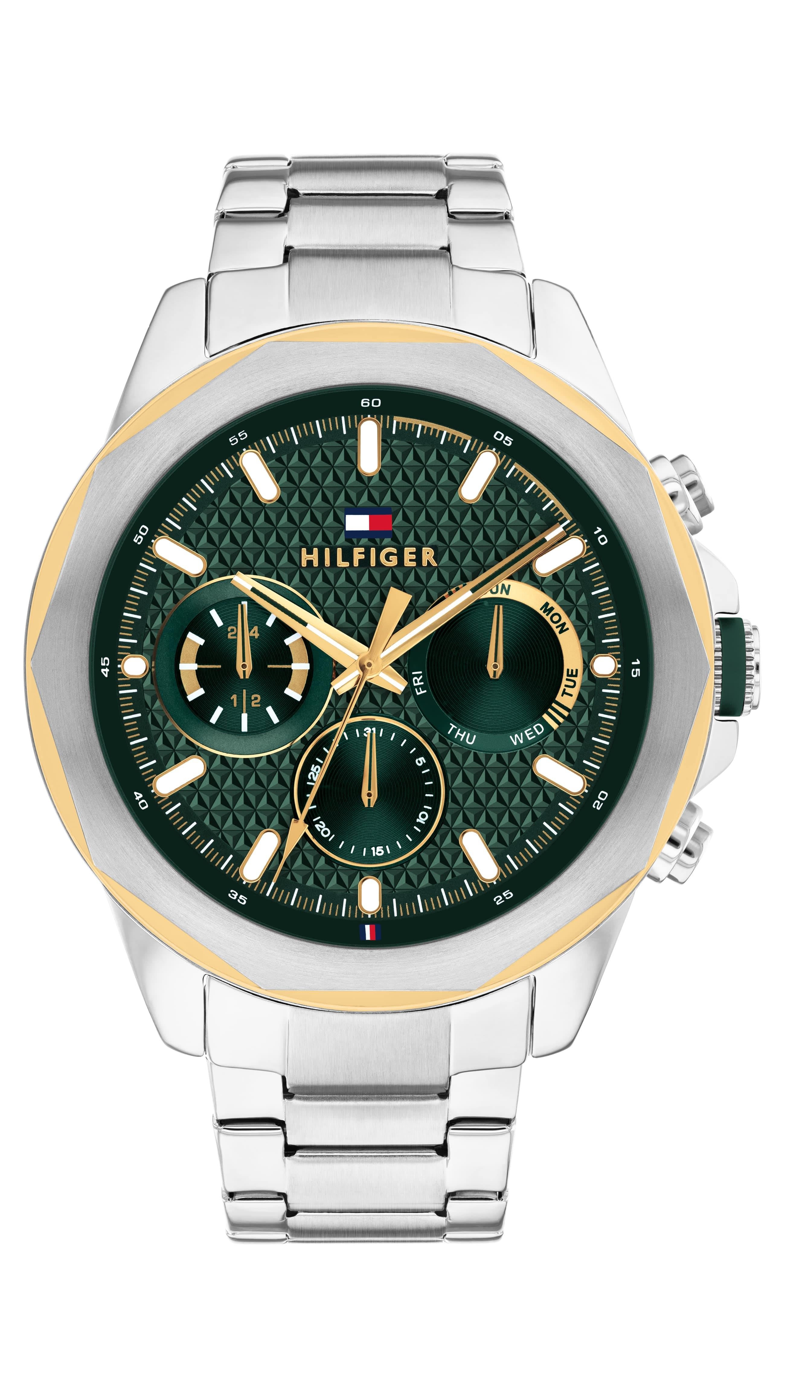 Lars Multifunction Textured Green Dial With SS Bracelet Gents Watch