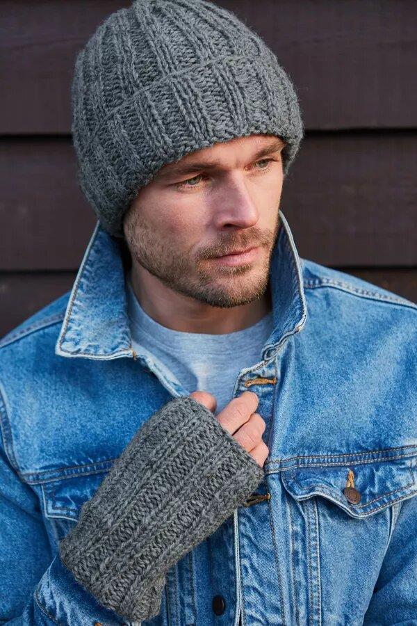 Mens Shetland Wristwarmer In Grey