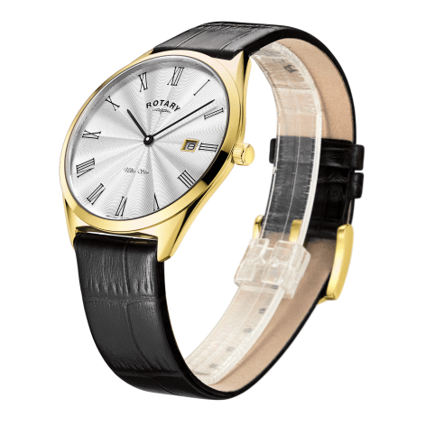 Gents Leather Strap Gold Plate