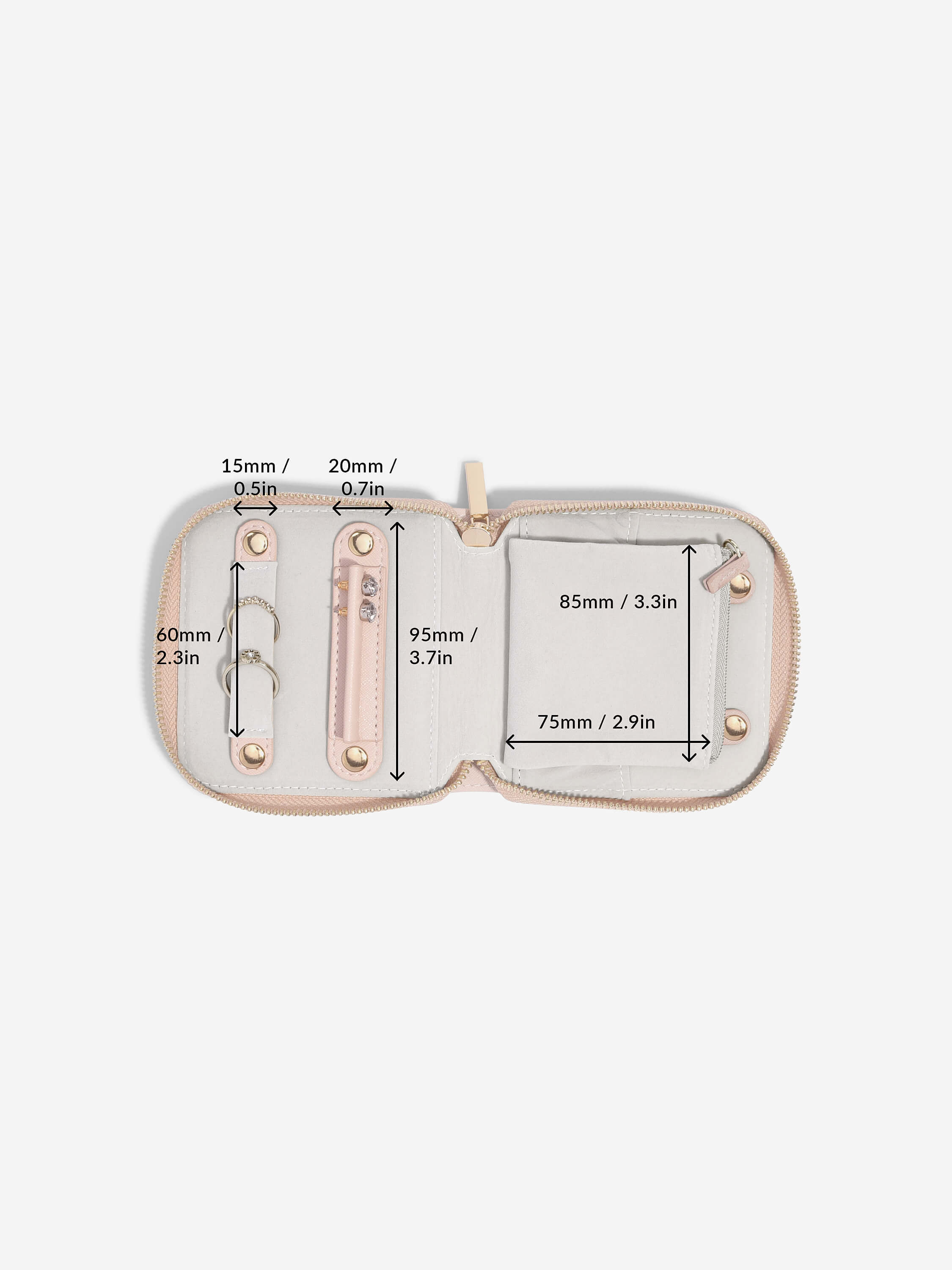 Blush Pink & Gold Compact Jewellery Roll
