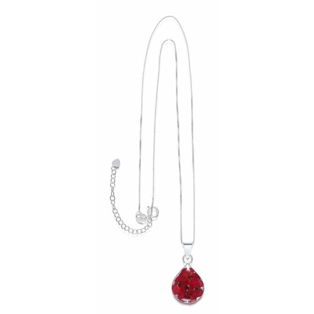 Silver Pendant - Poppy - Teardrop